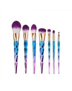 7 pcs Diamond Handle Design Fashion Makeup Brush Set - Blue