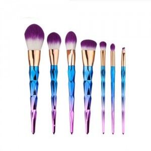 7 pcs Diamond Handle Design Fashion Makeup Brush Set - Blue