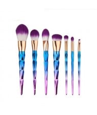 7 pcs Diamond Handle Design Fashion Makeup Brush Set - Blue