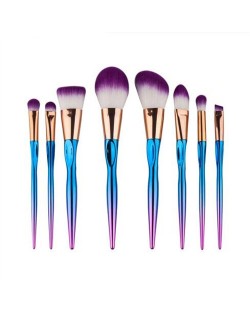 8 pcs Blue Handle Purple Hair Fashion Makeup Brushes Set