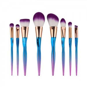 8 pcs Blue Handle Purple Hair Fashion Makeup Brushes Set