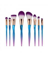 8 pcs Blue Handle Purple Hair Fashion Makeup Brushes Set