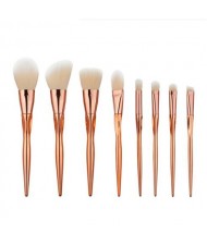 8 pcs Rose Gold Color Handle Yellow White Hair Fashion Makeup Brushes Set
