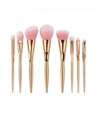 8 pcs Golden Handle Pink Hair Fashion Makeup Brushes Set