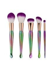 5 pcs Gradiant Color Handle Purple and White Hair Fashion Makeup Brushes Set