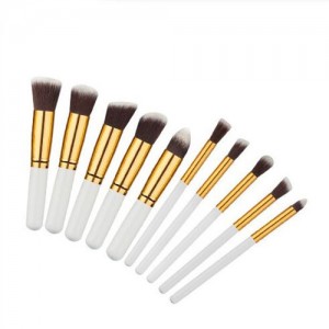 10 pcs Mini Version Fashion Makeup Brushes Set - White and Golden