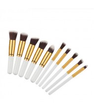 10 pcs Mini Version Fashion Makeup Brushes Set - White and Golden