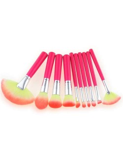 10 pcs Short Pink Handle Fashion Makeup Brushes Set - Yellow and Pink