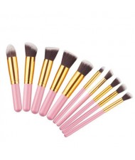 10 pcs Mini Version Fashion Makeup Brushes Set - Pink and Golden