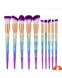 Gradiant Color Matting Texture Knots Design 10 pcs Fashion Makeup Brushes Set