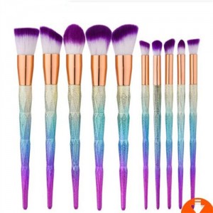 Gradiant Color Matting Texture Knots Design 10 pcs Fashion Makeup Brushes Set