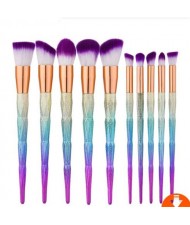 Gradiant Color Matting Texture Knots Design 10 pcs Fashion Makeup Brushes Set