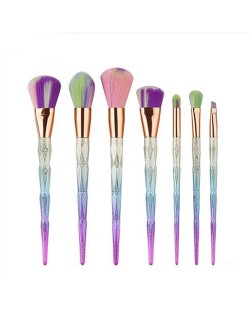 7 pcs Gradiant Color Matting Handle High Fashion Makeup Brushes Set