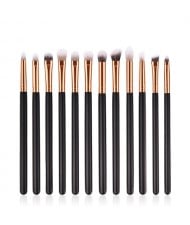 12 pcs Black Color Handle Fashion Makeup Brushes Set