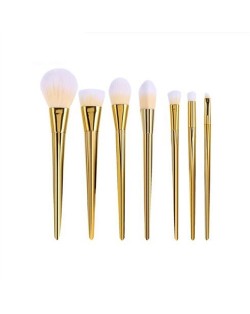 7 pcs Plain Handle Fashion Makeup Brushes Set - Golden