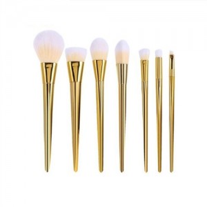 7 pcs Plain Handle Fashion Makeup Brushes Set - Golden