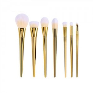 7 pcs Plain Handle Fashion Makeup Brushes Set - Golden