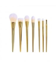 7 pcs Plain Handle Fashion Makeup Brushes Set - Golden