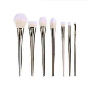 7 pcs Plain Handle Fashion Makeup Brushes Set - Silver