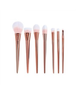 7 pcs Plain Handle Fashion Makeup Brushes Set - Rose Gold