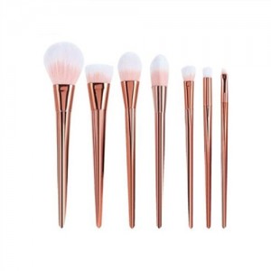 7 pcs Plain Handle Fashion Makeup Brushes Set - Rose Gold