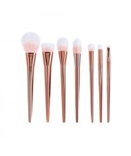 7 pcs Plain Handle Fashion Makeup Brushes Set - Rose Gold