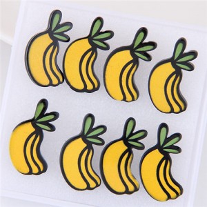 4 pcs Cartoon Bananas Fashion Stud Earrings Combo Set