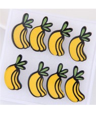 4 pcs Cartoon Bananas Fashion Stud Earrings Combo Set