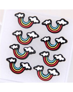 4 pcs Cartoon Rainbow Fashion Earrings Combo Set