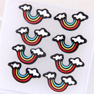 4 pcs Cartoon Rainbow Fashion Earrings Combo Set