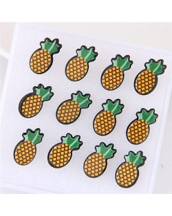 6 pcs Summer Fashion Pineapple Stud Earrings Combo Set