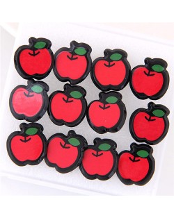6 pcs Red Apple Fashion Stud Earrings Combo Set