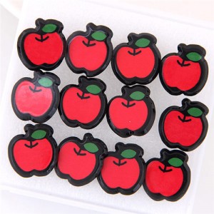 6 pcs Red Apple Fashion Stud Earrings Combo Set