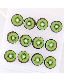 6 pcs Kiwi Summer Fashion Stud Earrings Combo Set