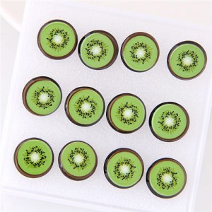 6 pcs Kiwi Summer Fashion Stud Earrings Combo Set