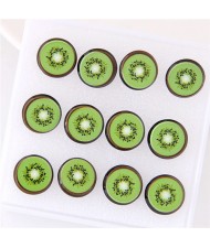 6 pcs Kiwi Summer Fashion Stud Earrings Combo Set