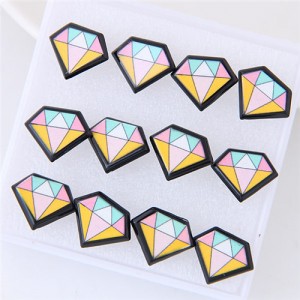 6 pcs Cartoon Diamond Fashion Stud Earrings Combo Set