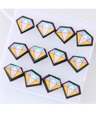 6 pcs Cartoon Diamond Fashion Stud Earrings Combo Set