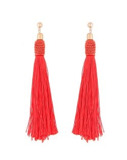 Weaving Fashion Threads Tassel Alloy Stud Earrings - Red