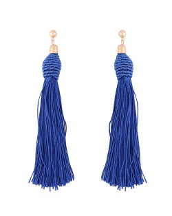 Weaving Fashion Threads Tassel Alloy Stud Earrings - Blue