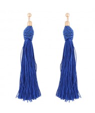 Weaving Fashion Threads Tassel Alloy Stud Earrings - Blue