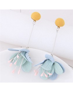 Sweet Vivid Cloth Dangling Flower Design Fashion Stud Earrings - Yellow