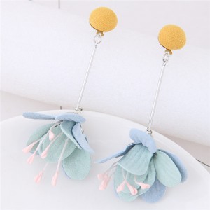 Sweet Vivid Cloth Dangling Flower Design Fashion Stud Earrings - Yellow
