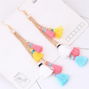 Multicolor Dangling Threads Tassel Design Fashion Earrings