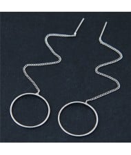 Dangling Chain and Ring Design High Fashion Earrings
