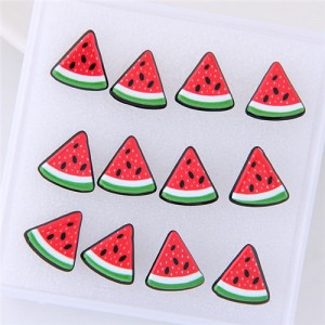 6 pcs Cartoon Watermelon Stud Earrings Combo Set