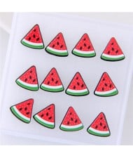 6 pcs Cartoon Watermelon Stud Earrings Combo Set