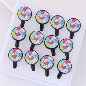 6 pcs Cartoon Lollipop High Fashion Stud Earrings Combo Set