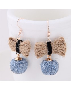 Cotton Threads Weaving Style Candy Fashion Stud Earrings - Brown