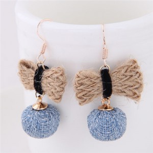 Cotton Threads Weaving Style Candy Fashion Stud Earrings - Brown